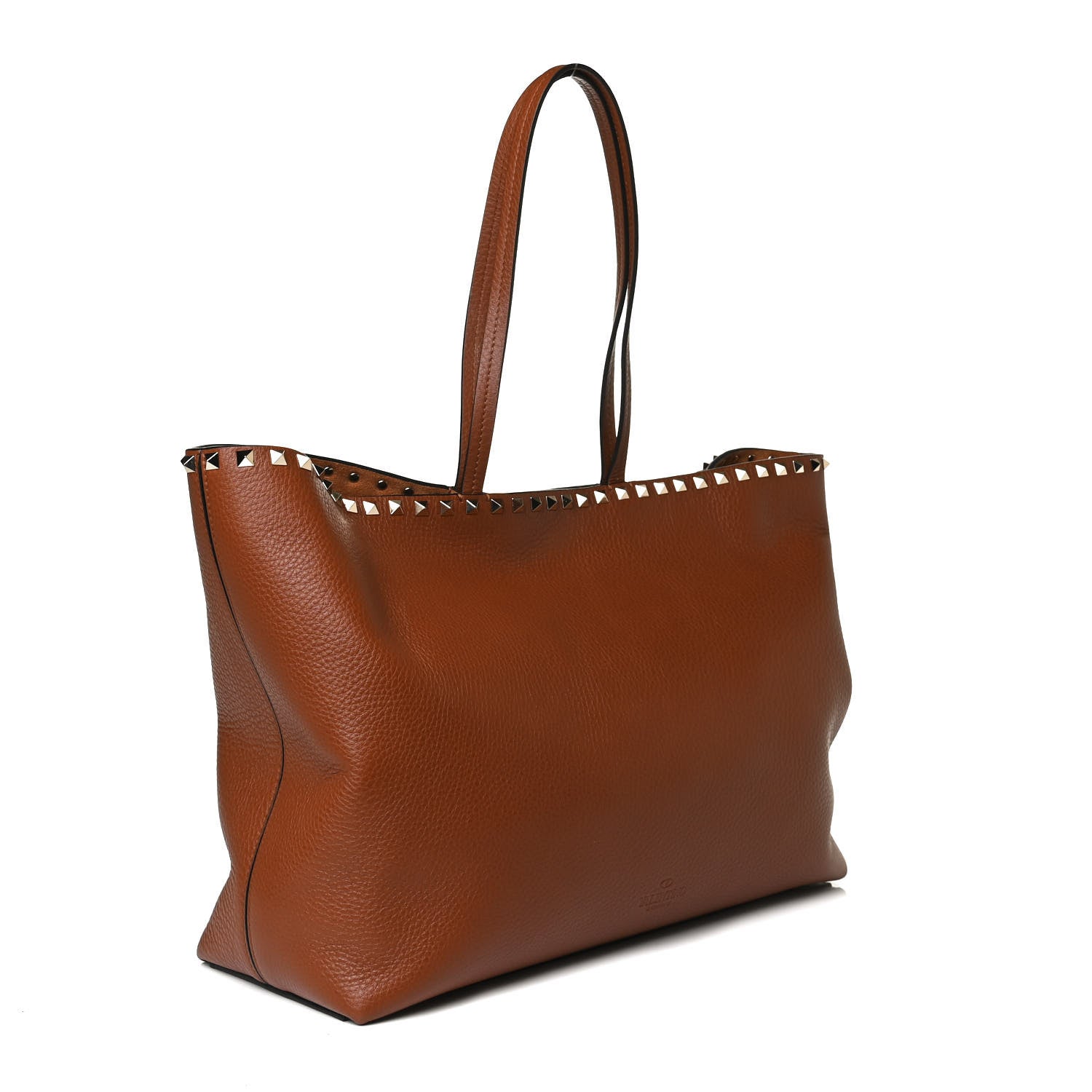 Valentino Garavani Grained Calfskin Rockstud Shoulder Tote Bright Cognac 3 of 14