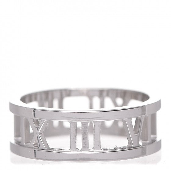 Tiffany 18K White Gold Atlas Open Ring 54.5 7 1 of 5