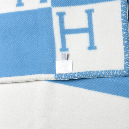 Hermes Wool Cashmere Avalon Baby Blanket Bleu Genievre White 5 of 5