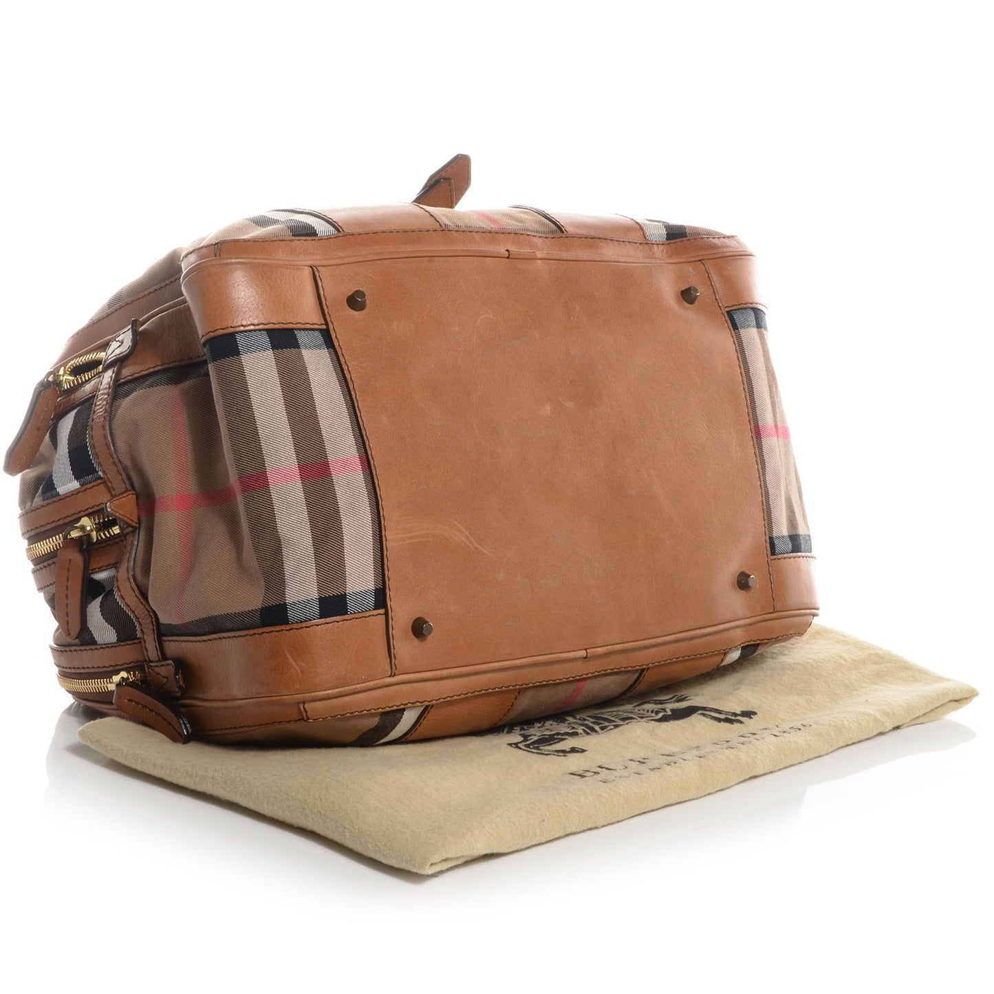 Vintage Leather House Check Tote Saddle Brown