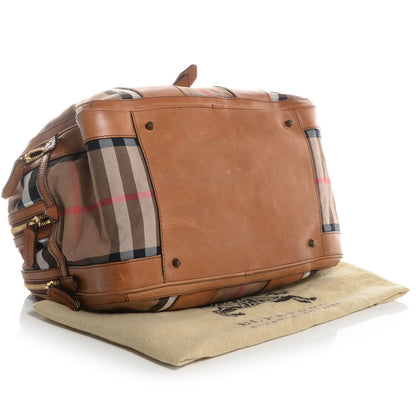 Burberry Vintage Leather House Check Tote Saddle Brown 4 of 12