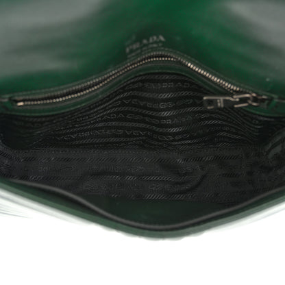 Prada Soft Calfskin Impunture Diagramme Medium Chain Flap Shoulder Bag Smeraldo 5 of 12