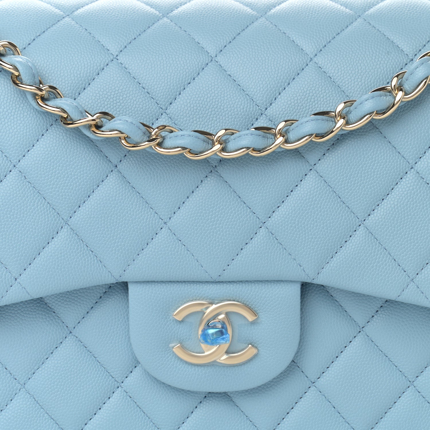 Chanel Caviar Quilted Jumbo Double Flap Light Blue 8 of 13