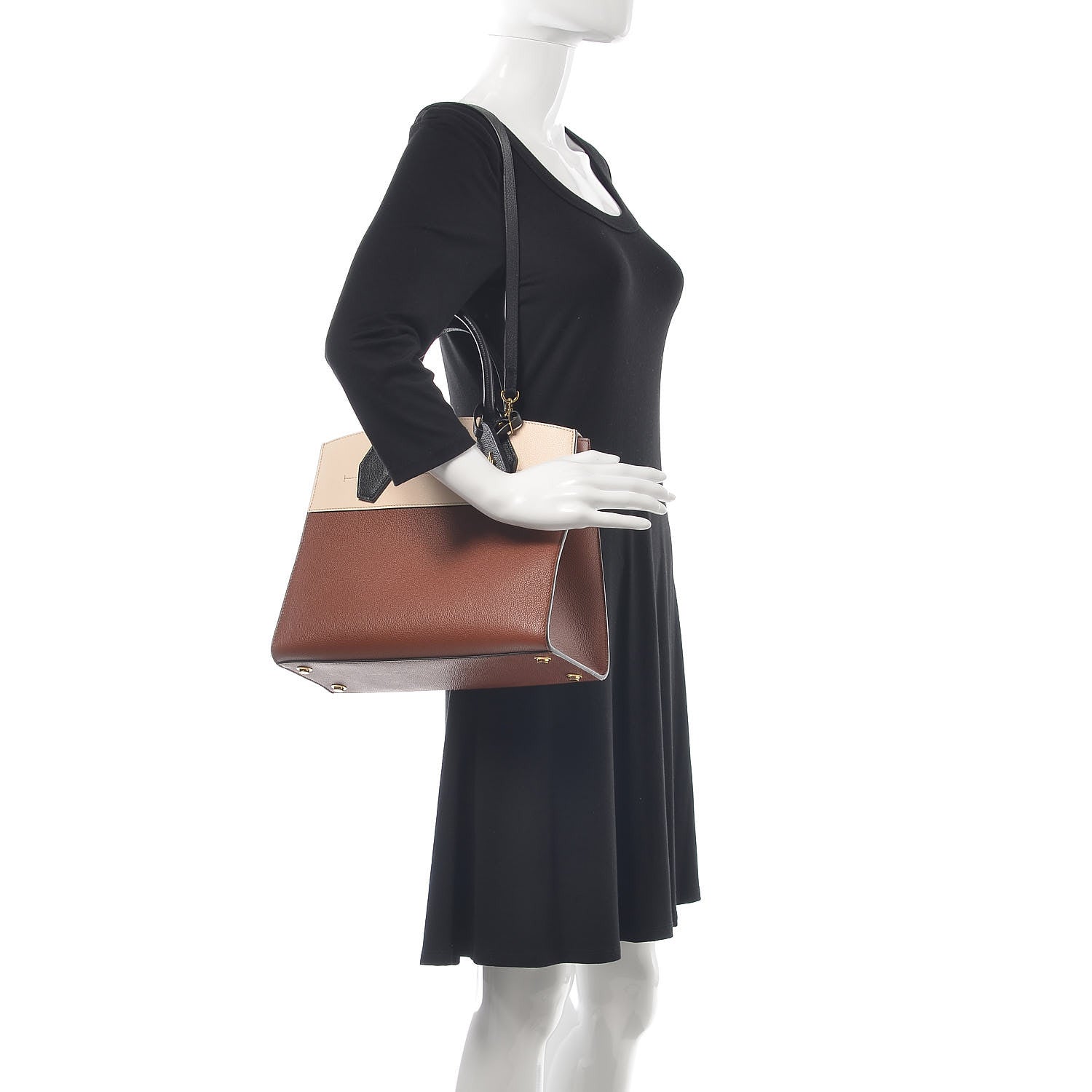 Louis Vuitton Calfskin City Steamer MM Caramel Creme Black 2 of 7