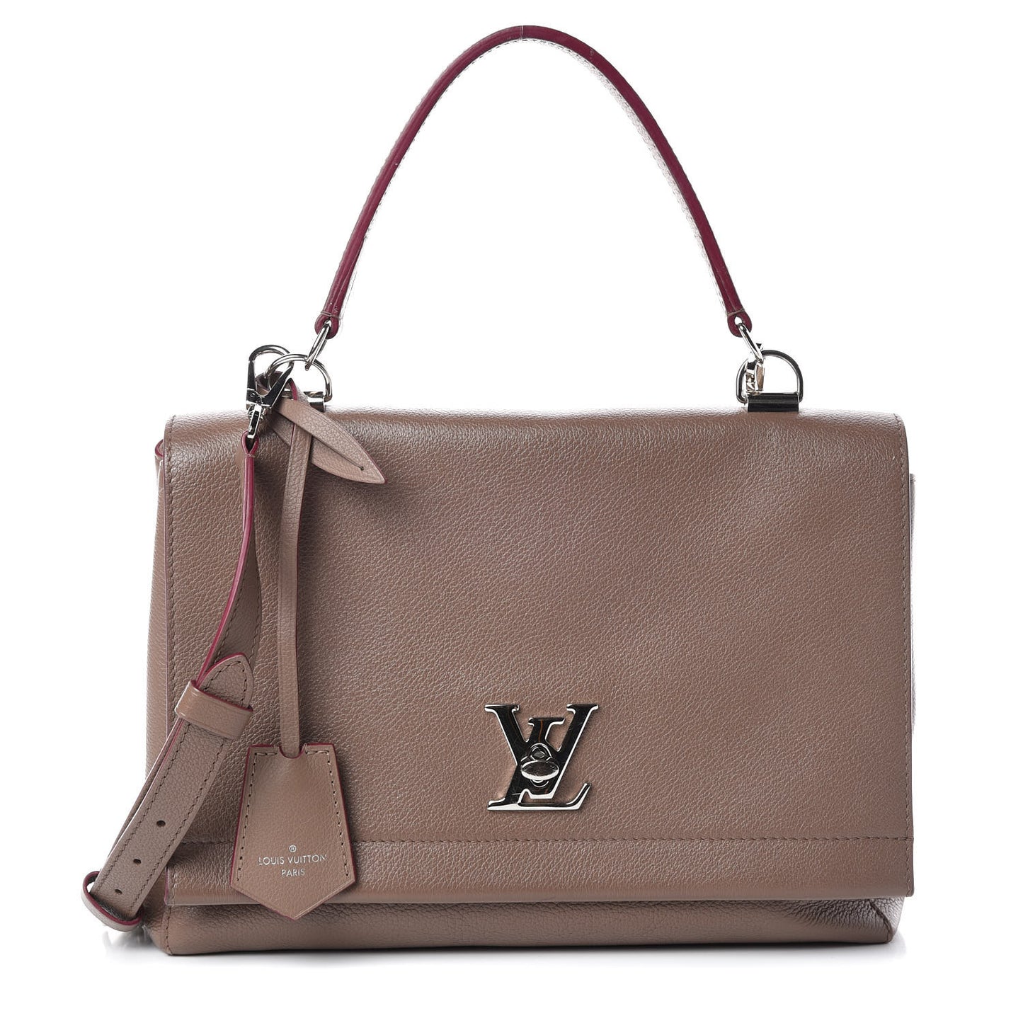 Soft Calfskin Lockme II Top Handle Taupe Glace