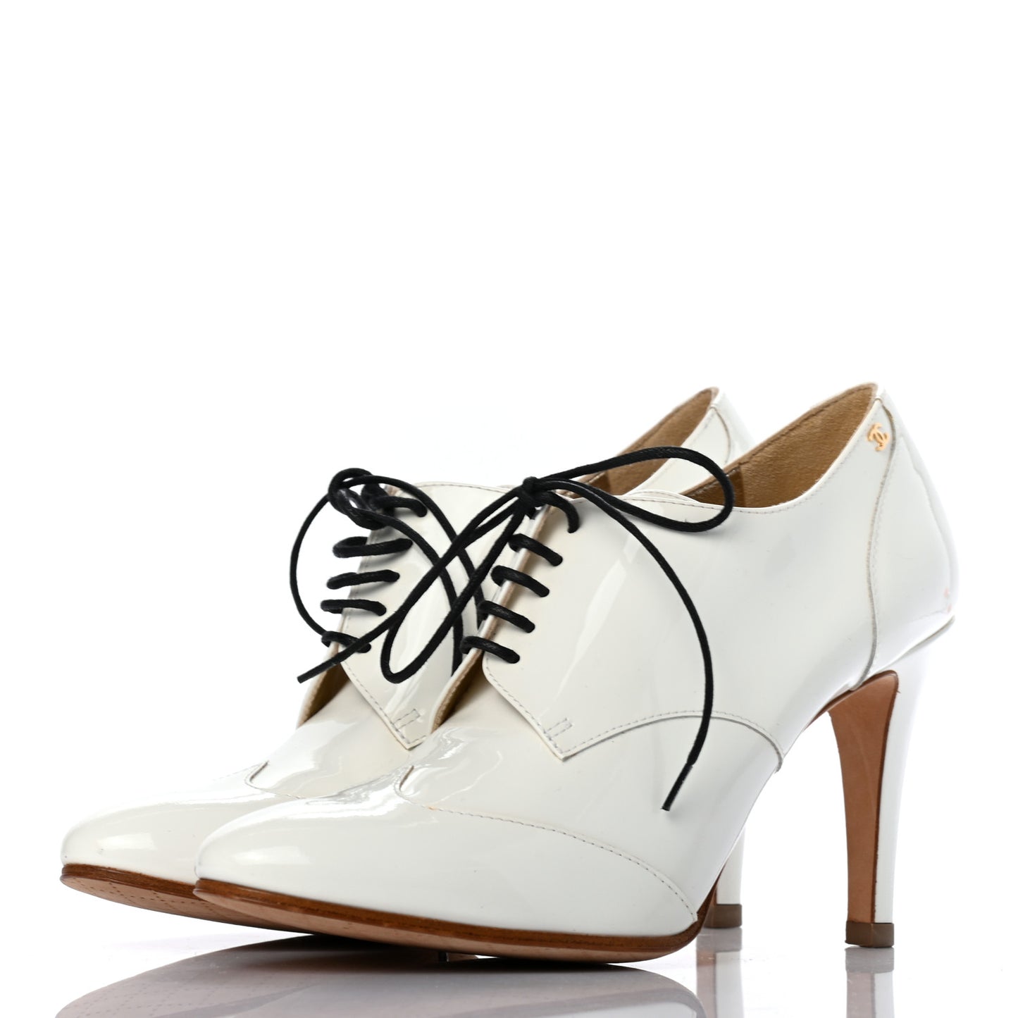 Patent CC Lace Up Ankle Boots 37.5 White