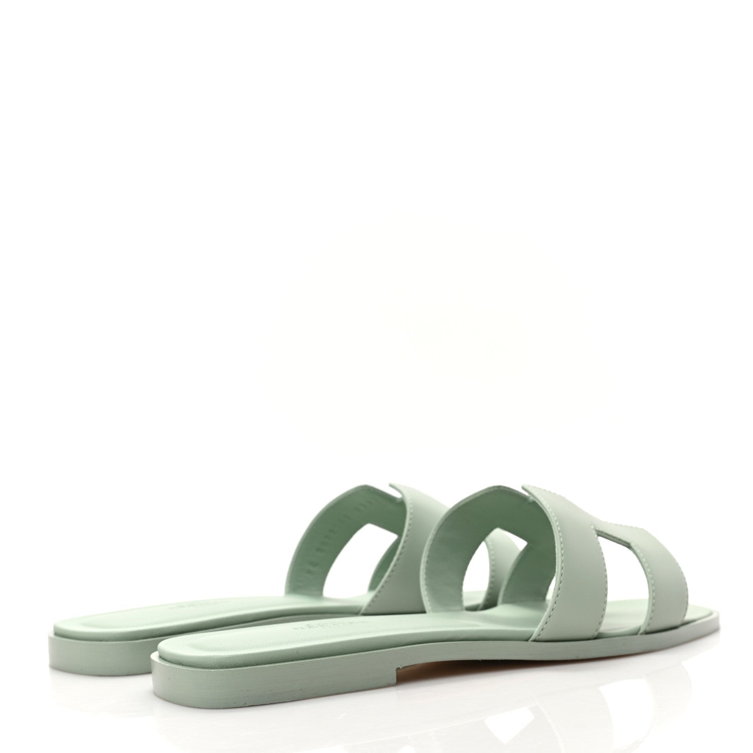 Hermes Calfskin Oran Sandals 39 Vert D'eau 4 of 9