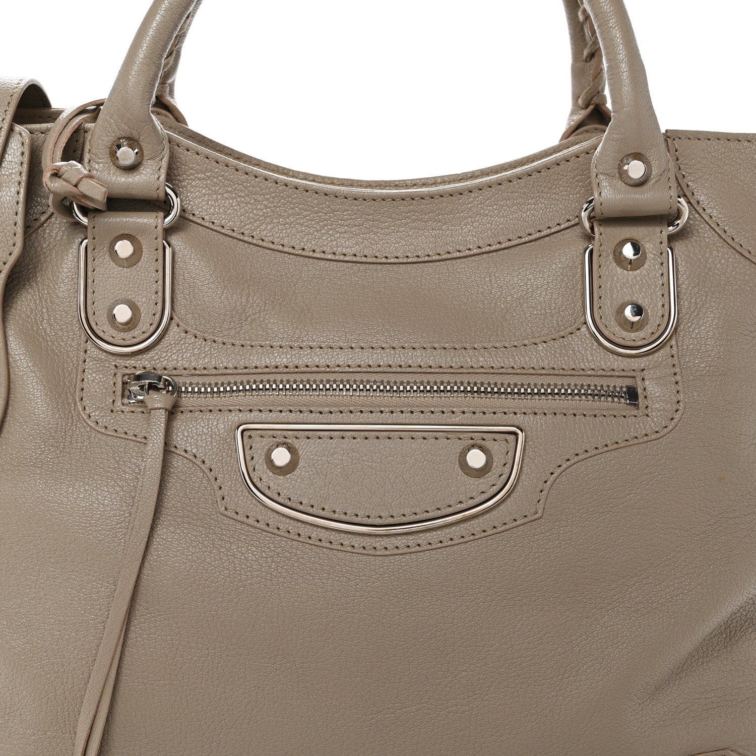 Balenciaga Chevre Silver Metallic Edge Hardware Velo Beige Dune Argille 9 of 11