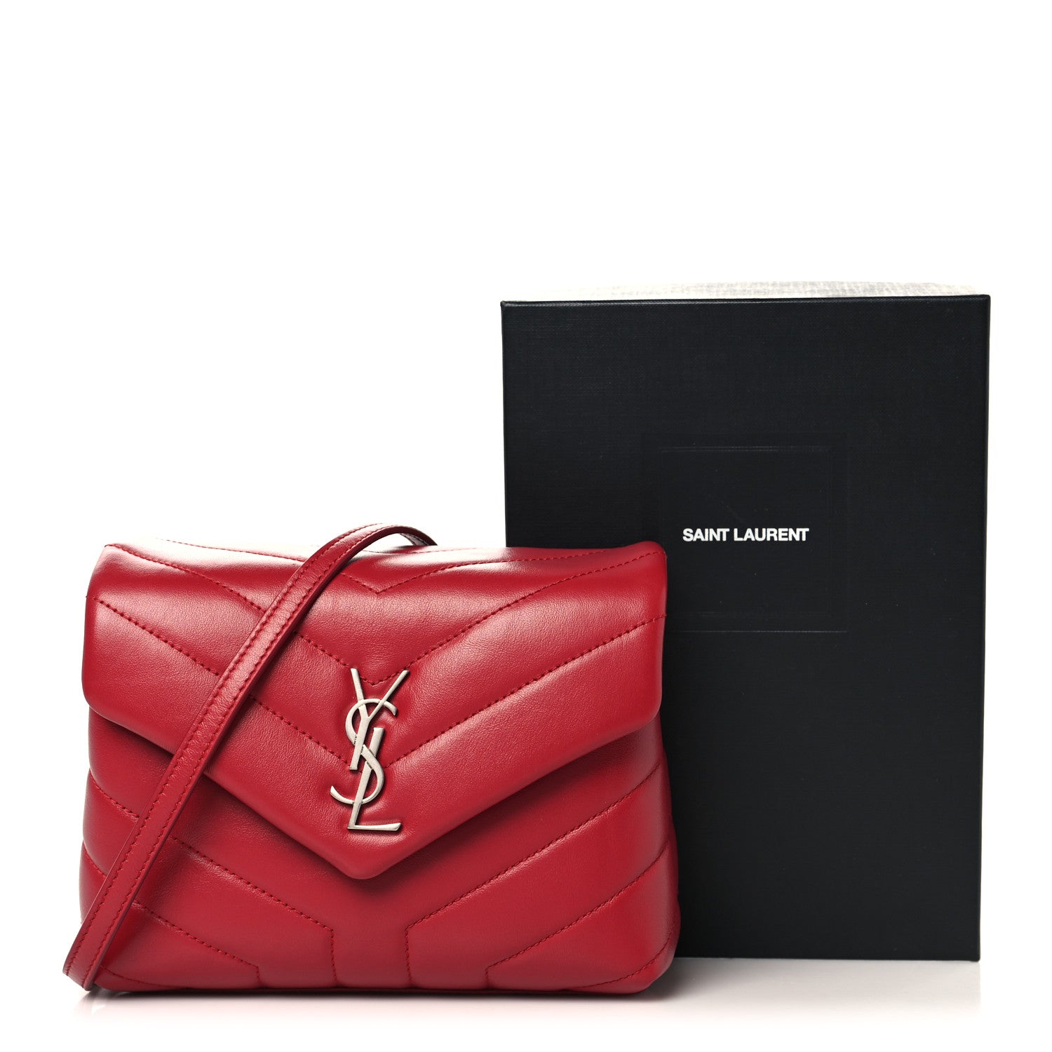 Saint Laurent Calfskin Y Quilted Monogram Toy Loulou Crossbody Bag New Lipstick 11 of 11
