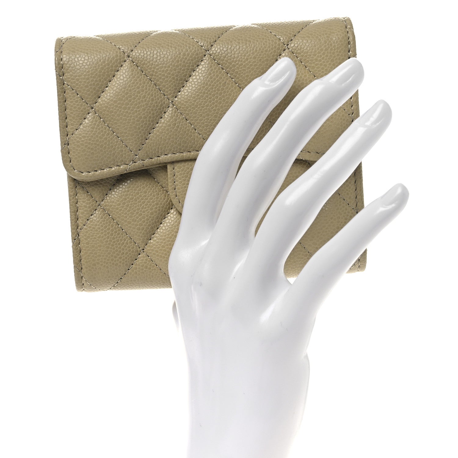 Chanel Caviar Quilted Compact Flap Wallet Light Green 2 of 11