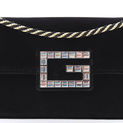 Gucci Velvet Crystal Square G Shoulder Bag Black 9 of 9