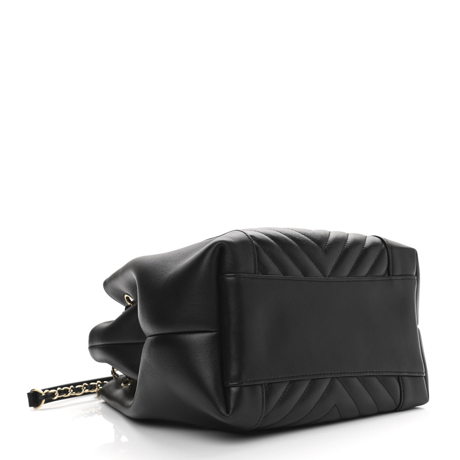 Chanel Calfskin Quilted Daily Chevron Drawstring Bag Black 4 of 10