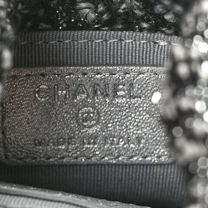 Chanel Tweed Mini Bucket Drawstring Bag Black Silver 6 of 10