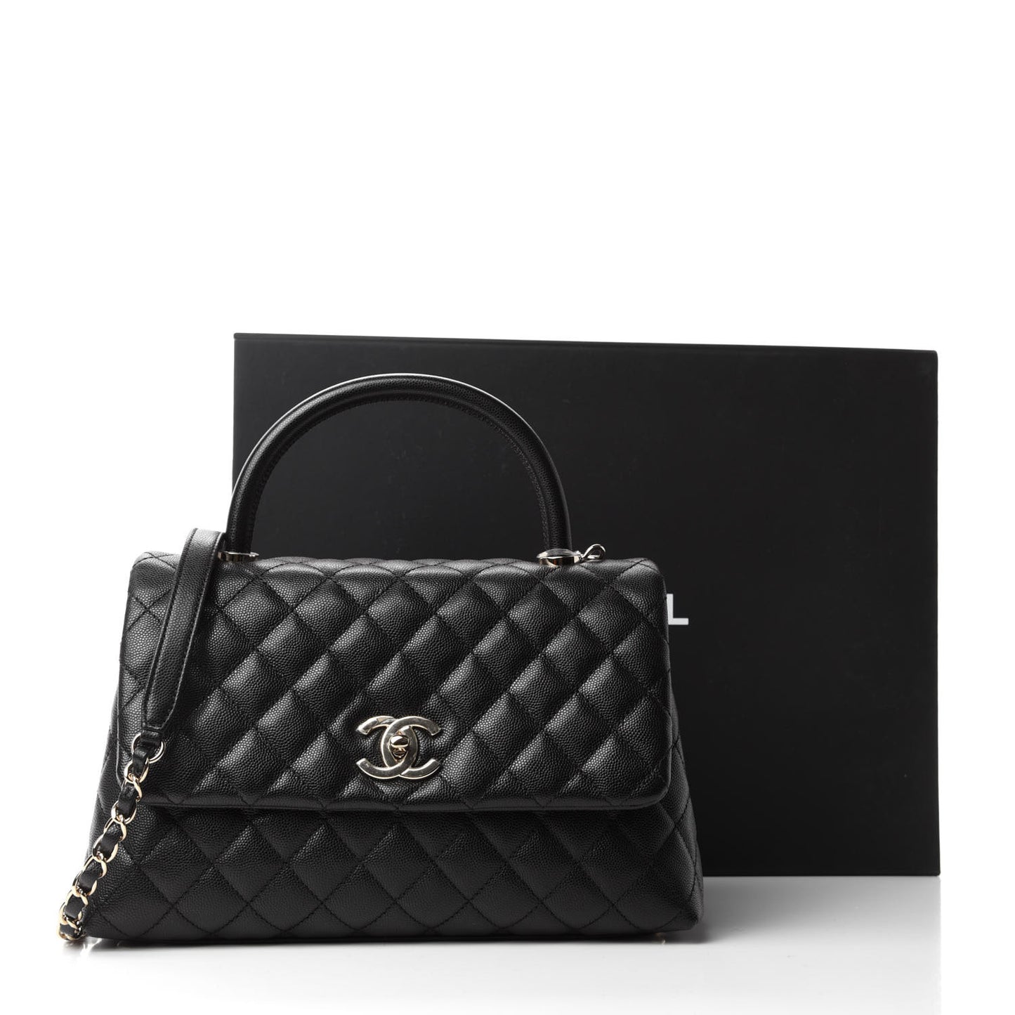 Caviar Quilted Small Coco Handle Flap Black