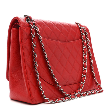 Chanel Caviar Quilted Maxi Double Flap Red 3 of 13