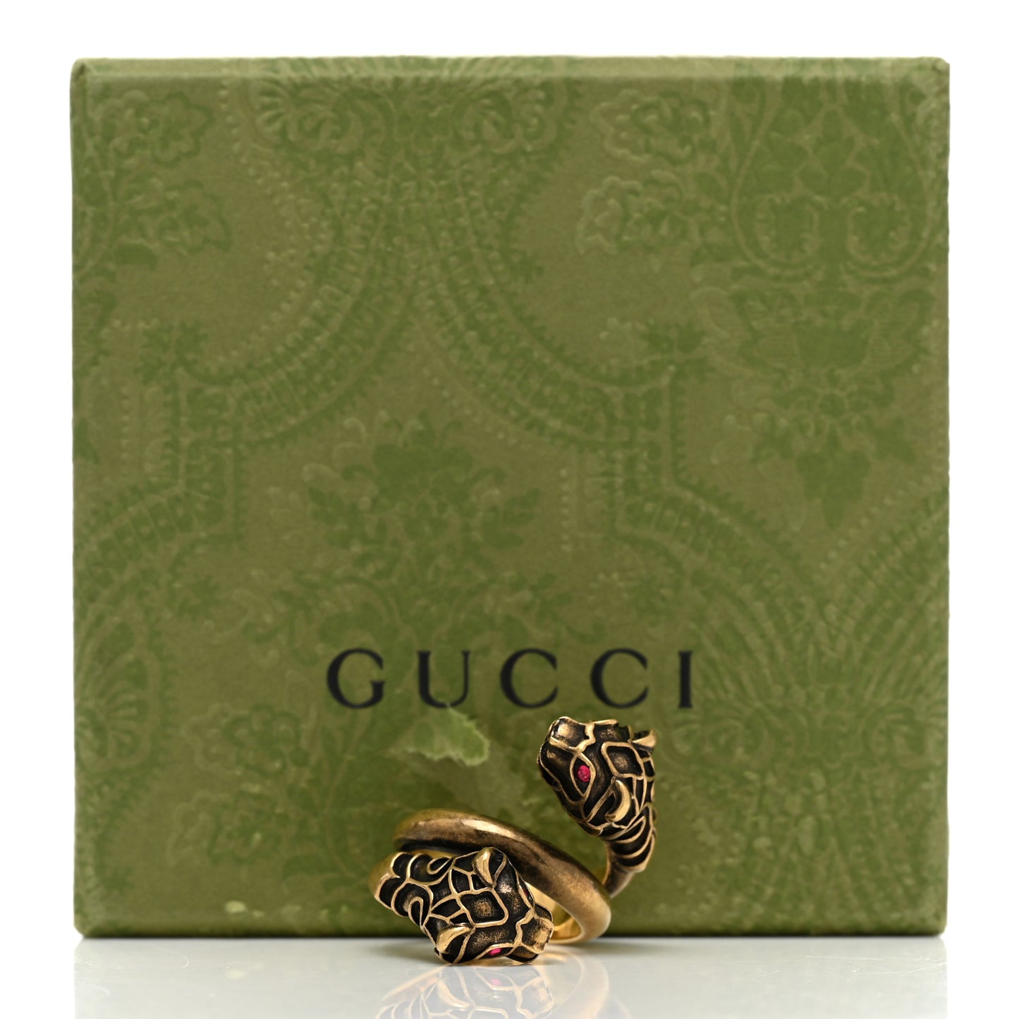 Tiger Heads Double Wrap Ring 54 7 Aged Gold