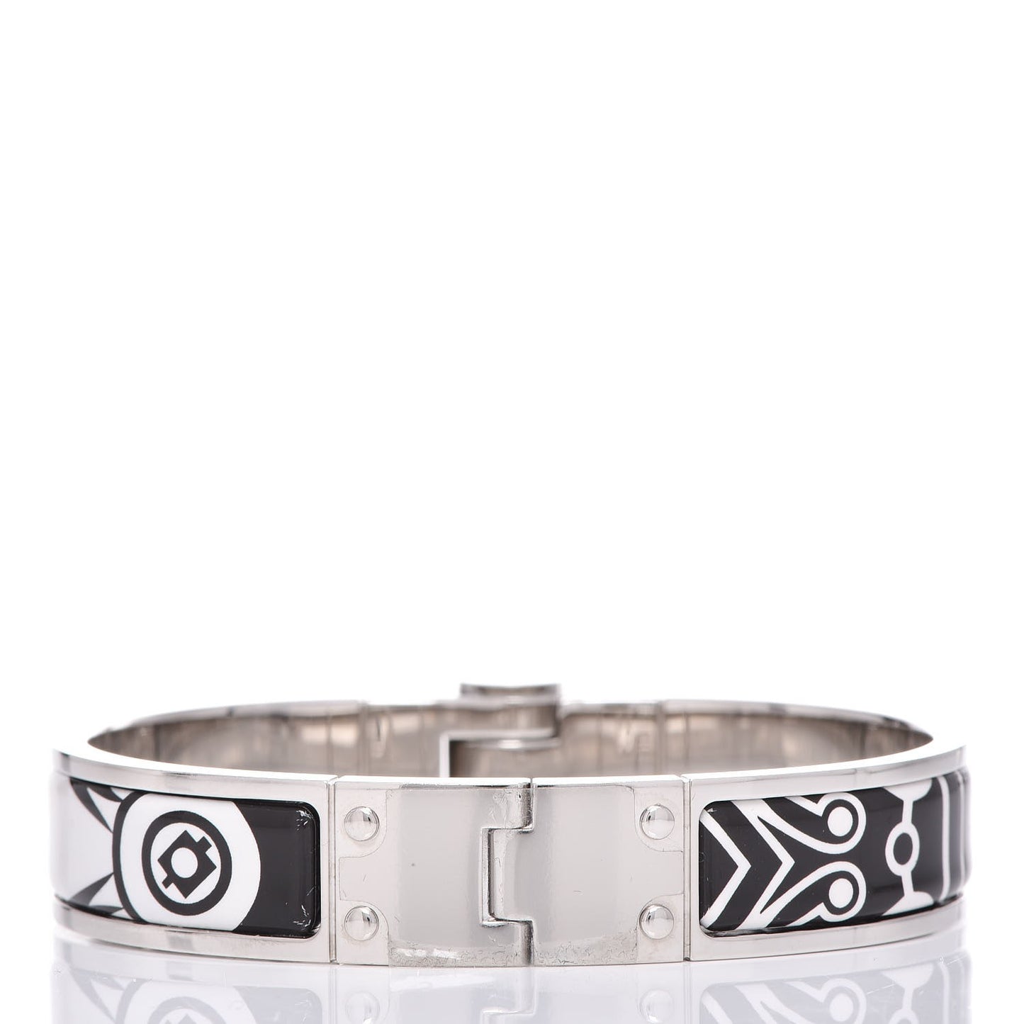 Enamel Printed Narrow Washington's Carriage Tattoo Hinged Bracelet S Faux Gris