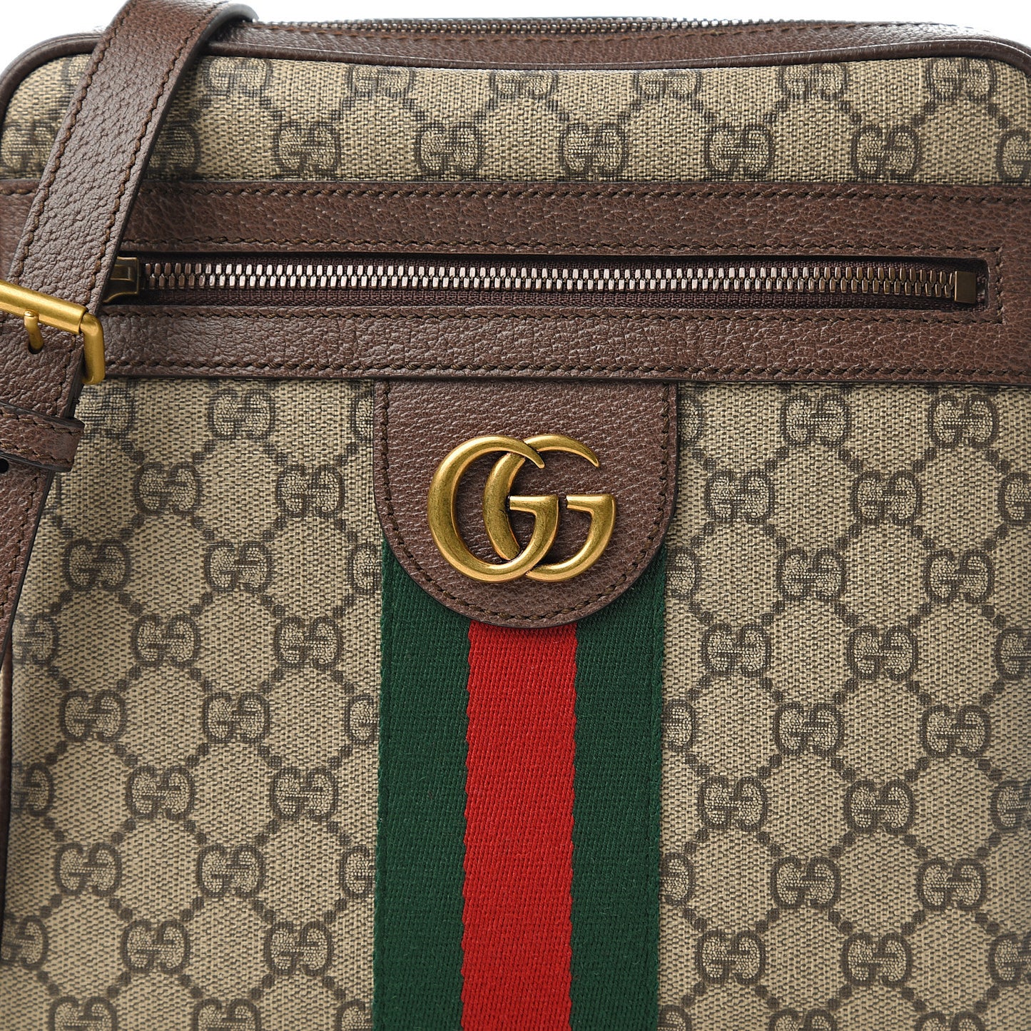 GG Supreme Monogram Web Small Ophidia Messenger Bag Brown