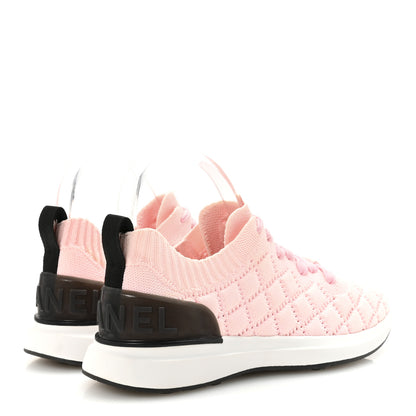Chanel Mixed Fibers Quilted Womens CC Sneakers 37 Light Pink 5 of 9
