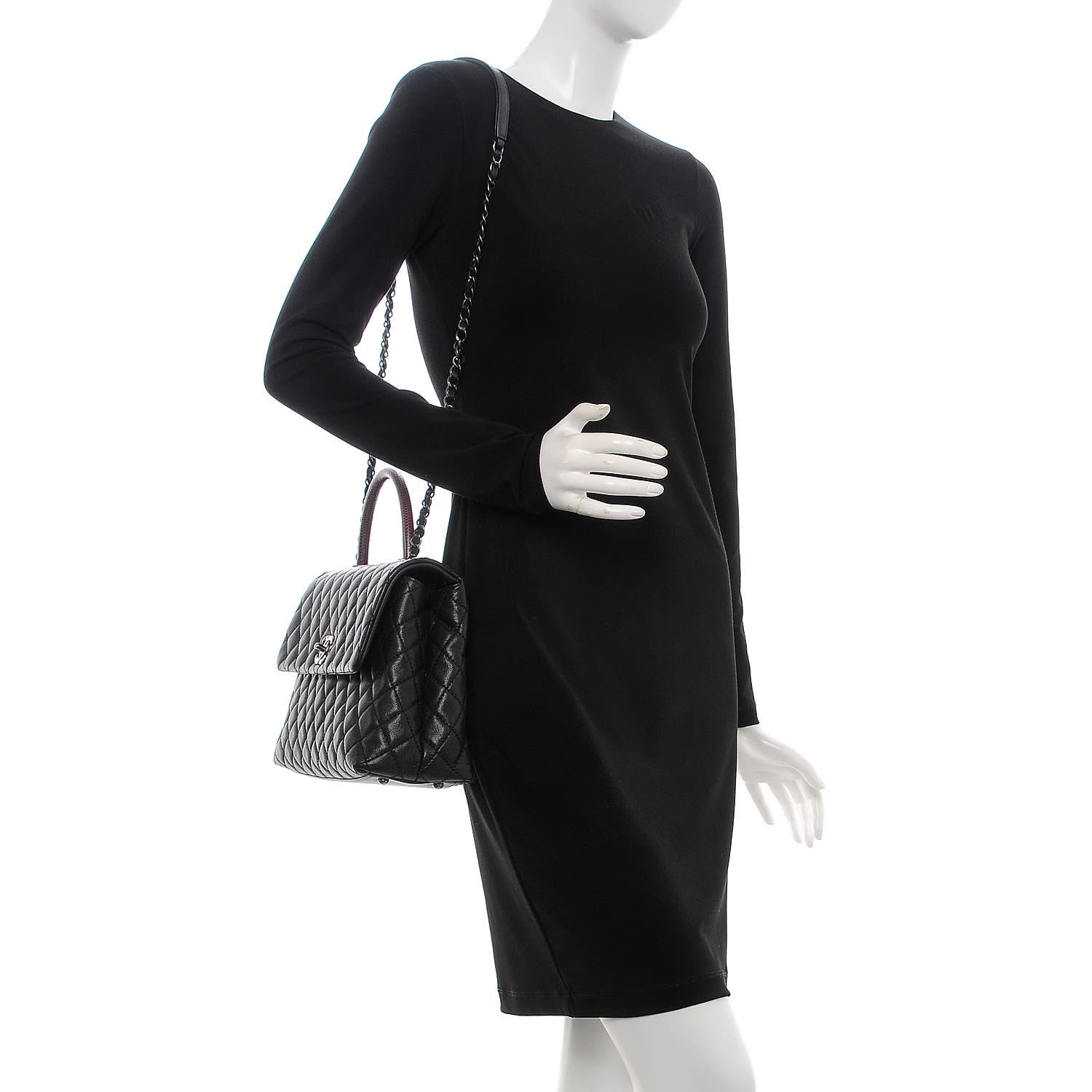 Chanel Caviar Lizard Quilted Medium Coco Handle Flap Black 2 of 9