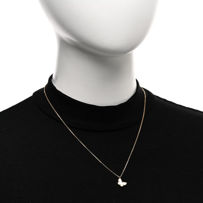 Van Cleef & Arpels 18K Yellow Gold Mother of Pearl Sweet Alhambra Butterfly Pendant Necklace 2 of 5
