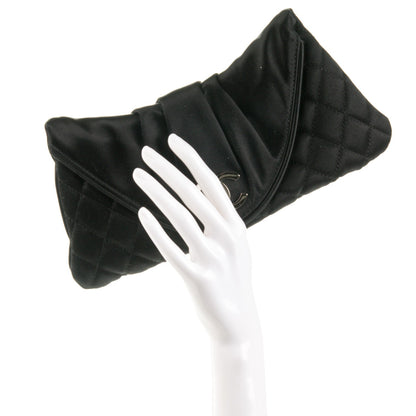 Chanel Satin Quilted Flap Clutch Black 2 of 7