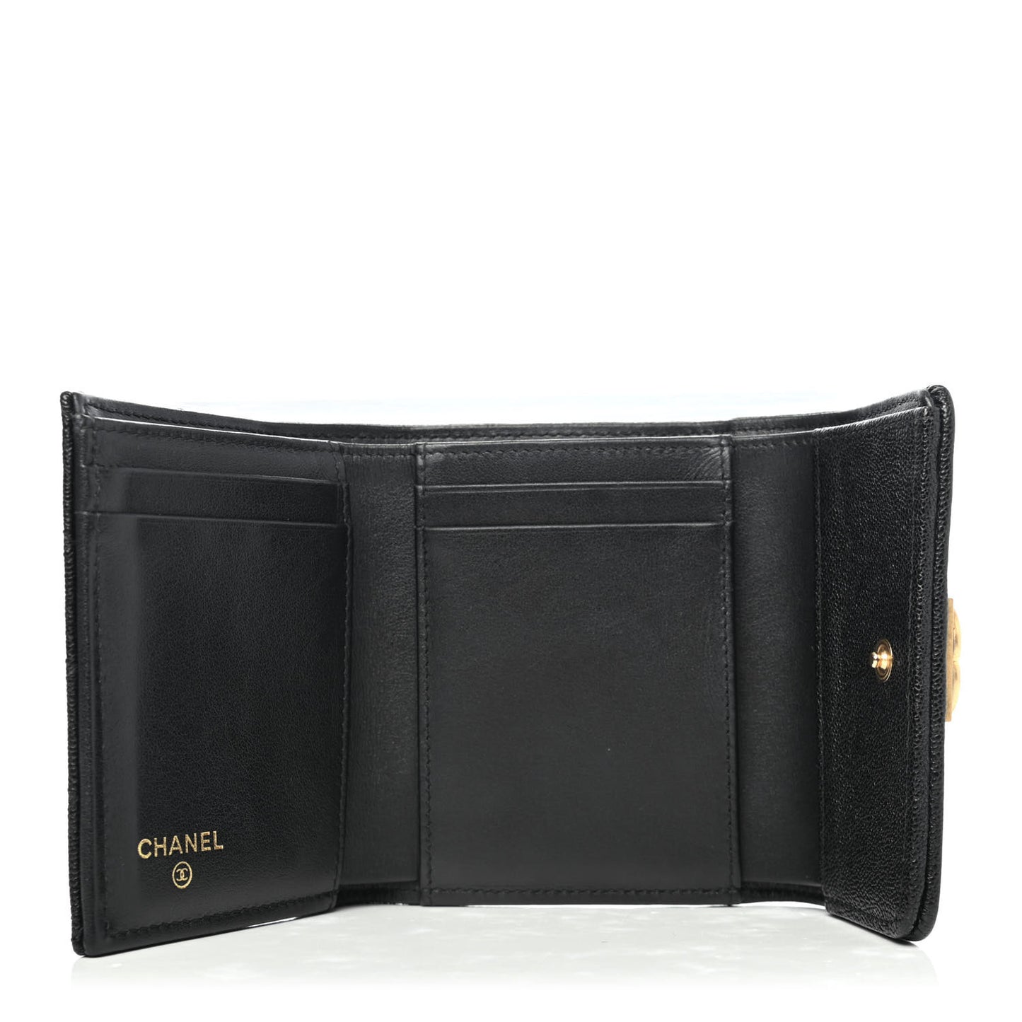 Caviar Quilted Compact Boy Wallet Black
