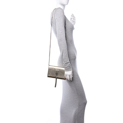 Saint Laurent Metallic Crackled Calfskin Kate Monogram Tassel Chain Wallet Gold 2 of 15