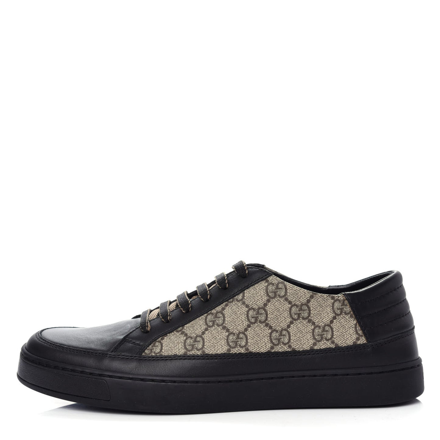 GG Supreme Monogram Mens Low Top Sneakers 8 Black Beige Ebony