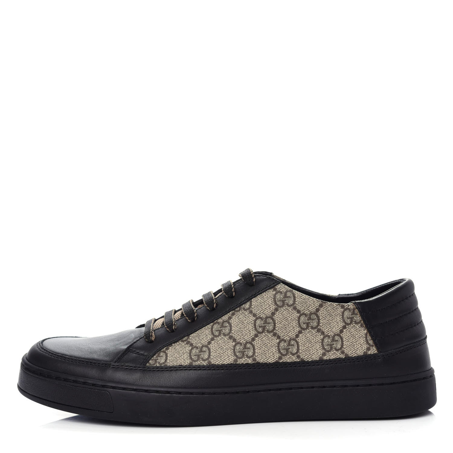 Gucci GG Supreme Monogram Mens Low Top Sneakers 8 Black Beige Ebony 1 of 11