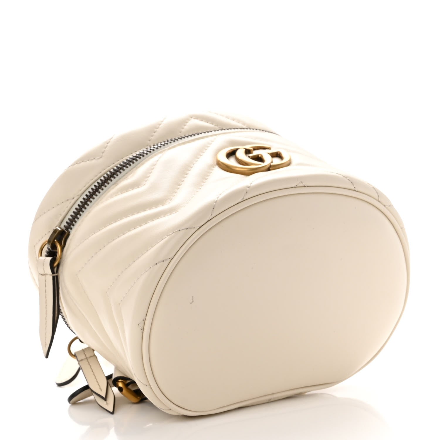 Gucci Calfskin Matelasse Mini GG Marmont Round Backpack White 4 of 10