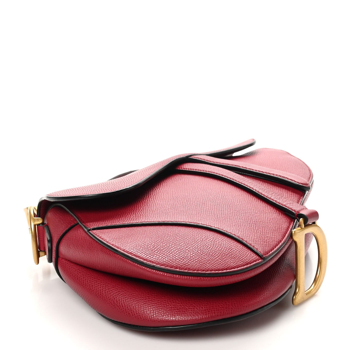 Grained Calfskin Saddle Bag Red