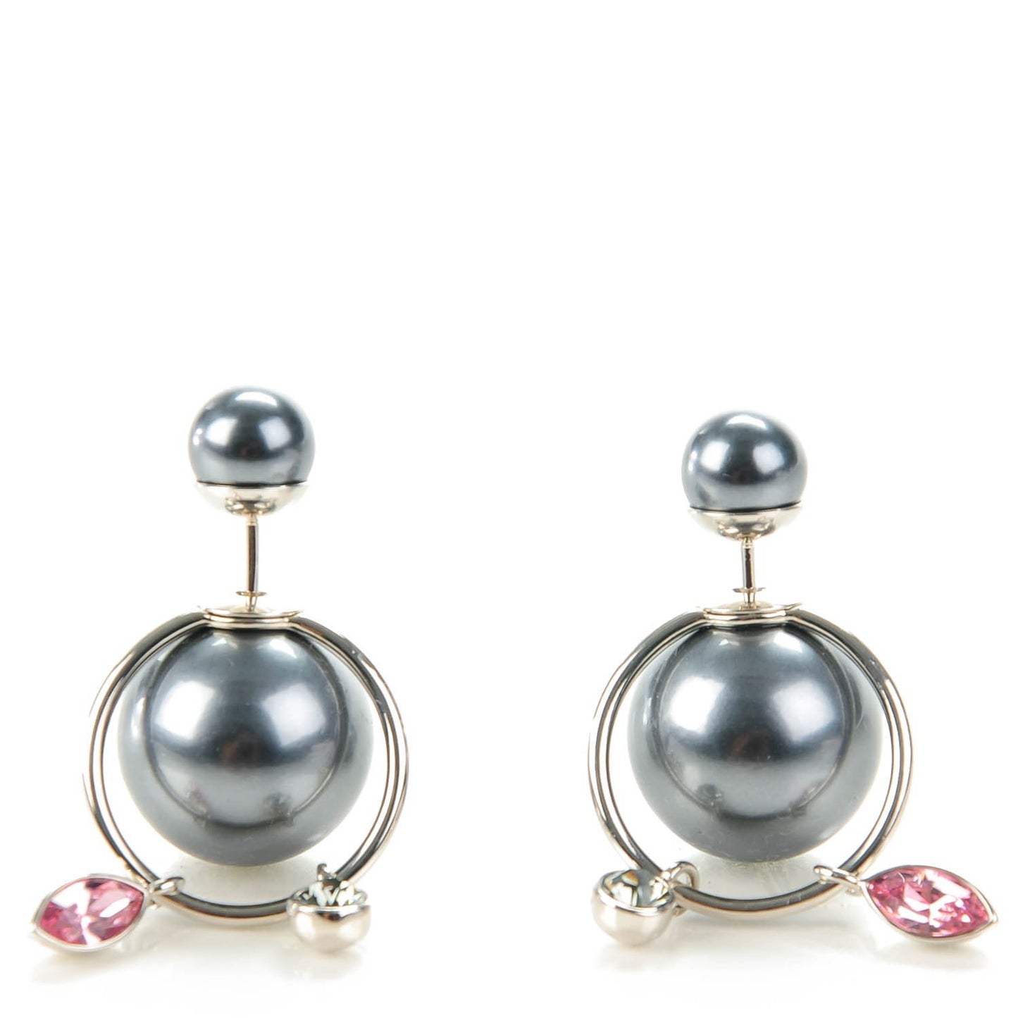 Pearl Crystal Mise En Dior Tribal Dangle Earrings Pink Grey