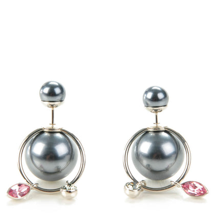 Christian Dior Pearl Crystal Mise En Dior Tribal Dangle Earrings Pink Grey 1 of 5