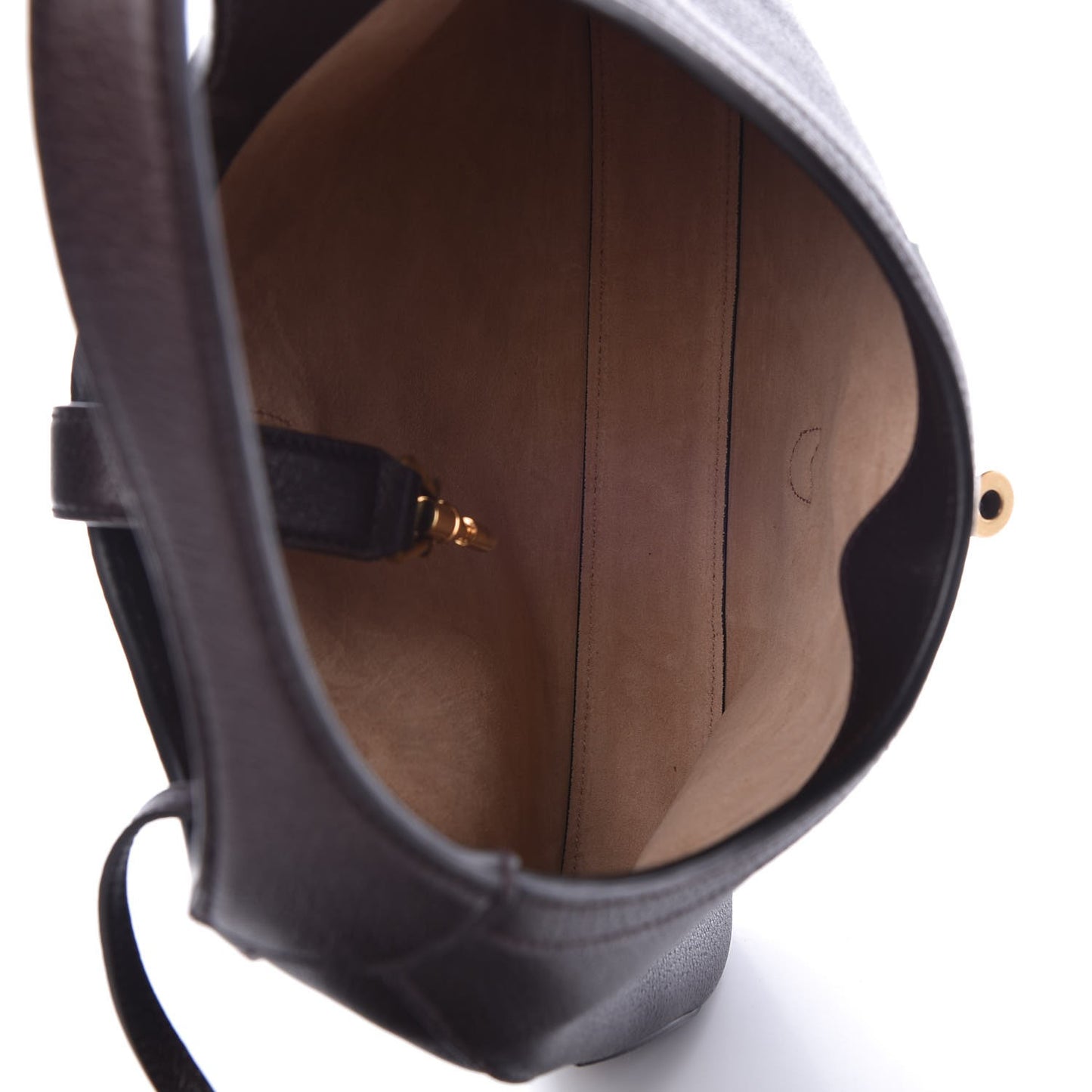 Soft Grained Calfskin Web Medium Jackie Hobo Dark Brown