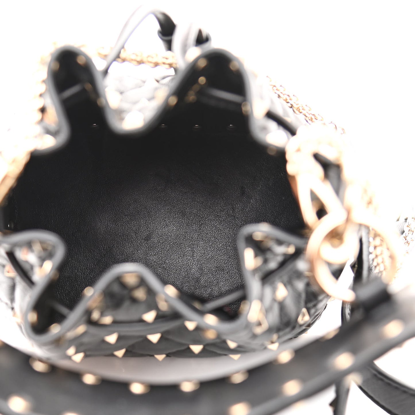 Nappa Mini Rockstud Spike Bucket Bag Black