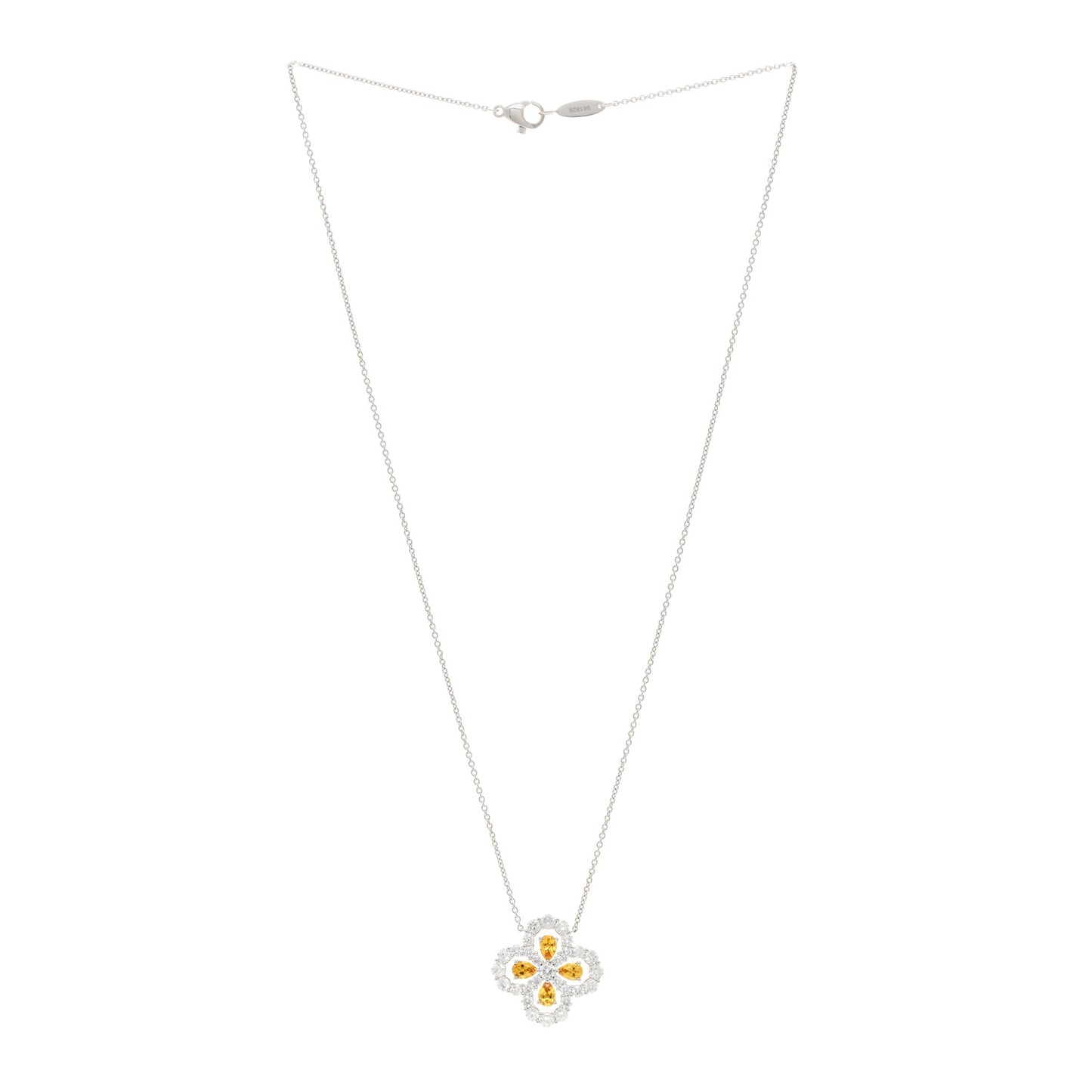 Platinum Diamond Yellow Sapphire Full Loop Pendant Necklace