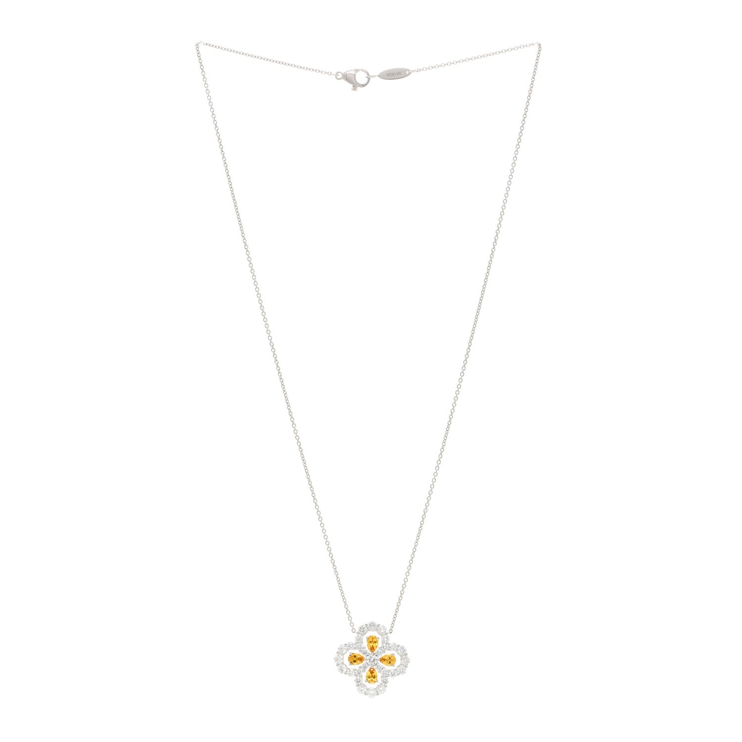 Harry Winston Platinum Diamond Yellow Sapphire Full Loop Pendant Necklace 3 of 5