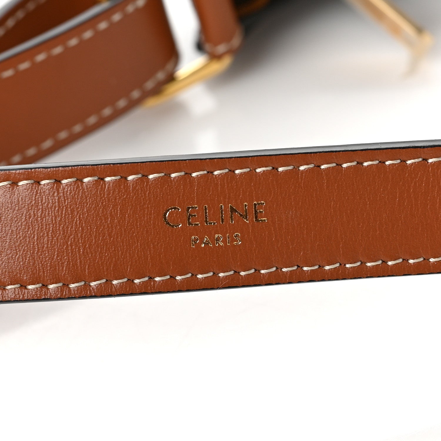 Celine Triomphe Canvas Calfskin Ava Shoulder Bag Tan 6 of 6