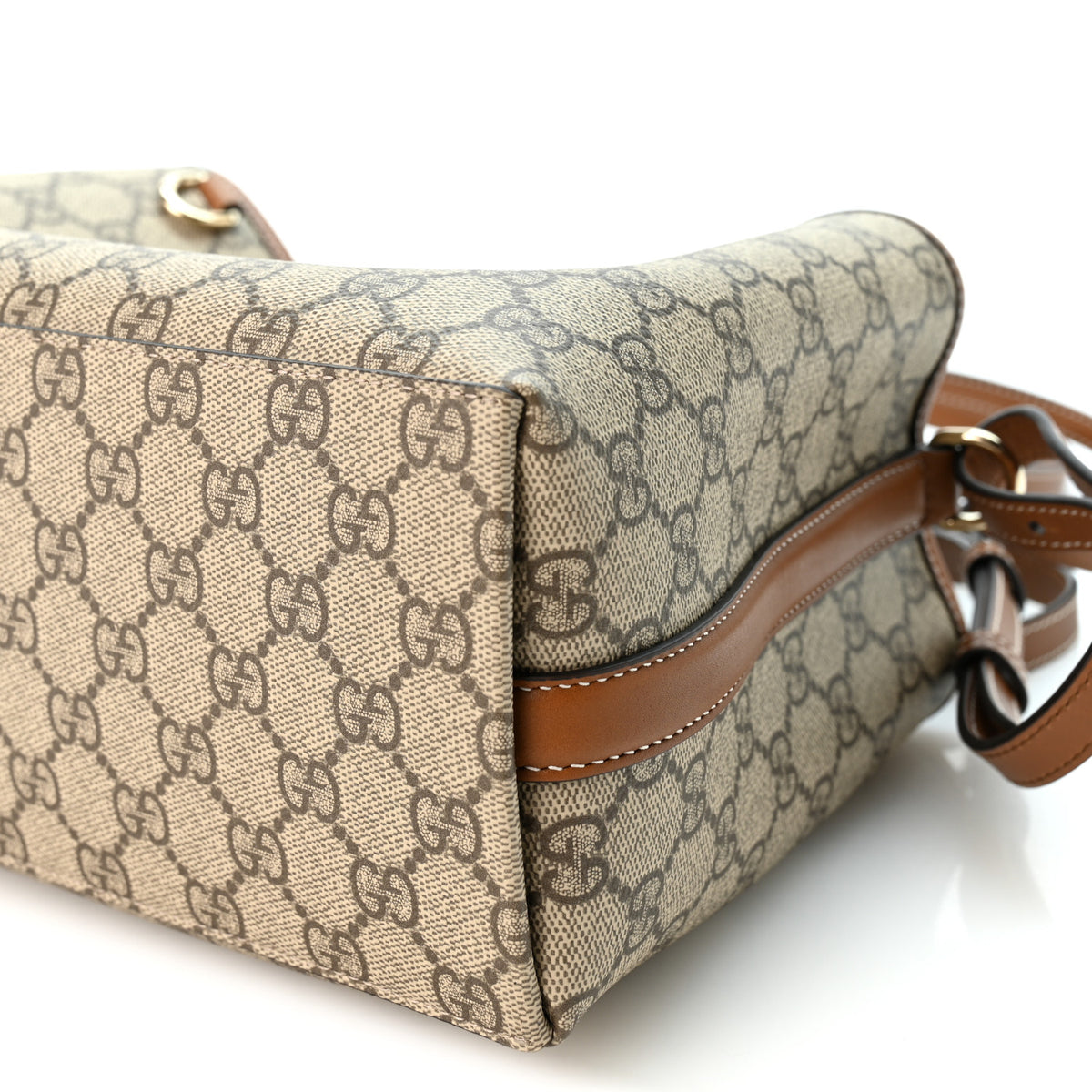 GG Supreme Monogram Emblem Medium Tote Bag Beige Dark Brown