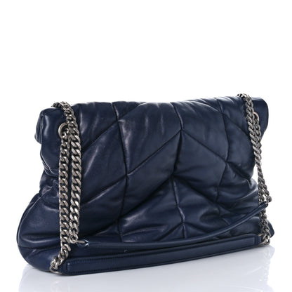 Saint Laurent Lambskin Quilted Medium Loulou Puffer Monogram Chain Satchel Navy 3 of 9