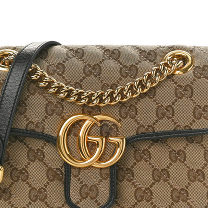 Gucci Monogram Matelasse Diagonal Mini GG Marmont Shoulder Bag Beige Black 8 of 10