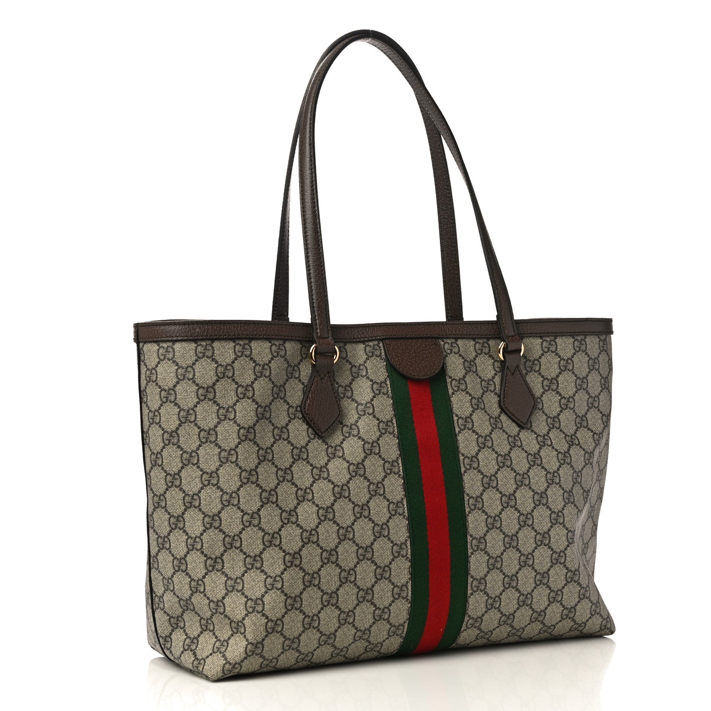 GG Supreme Monogram Medium Ophidia Shopping Tote Brown