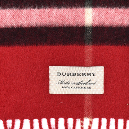 Burberry Cashmere Classic Check Fringe Scarf Parade Red 4 of 4