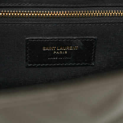 Saint Laurent Grain De Poudre Matelasse Chevron Large Monogram Satchel Earth 6 of 10