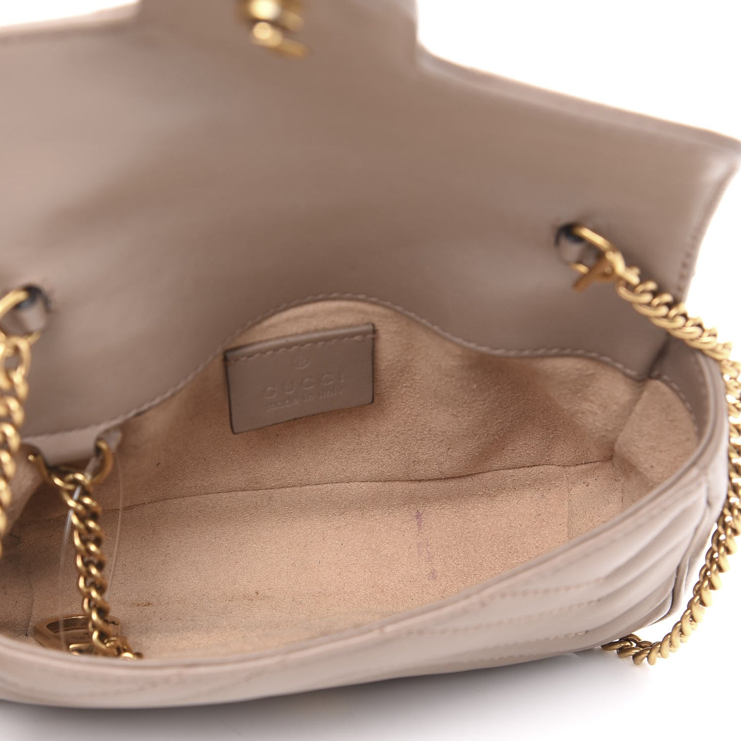 Calfskin Matelasse Super Mini GG Marmont Shoulder Bag Porcelain Rose