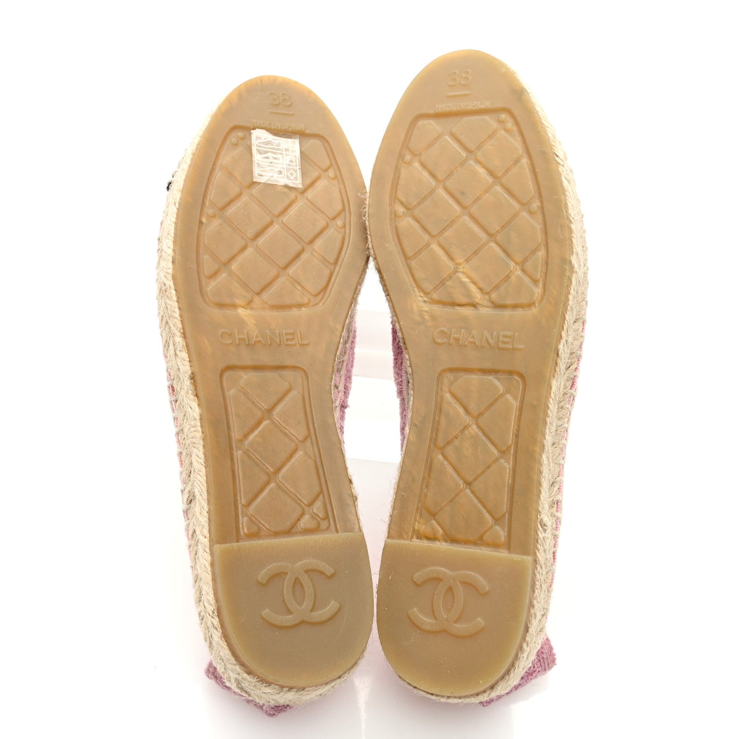 Tweed Patent CC Espadrilles 38 Pink Black