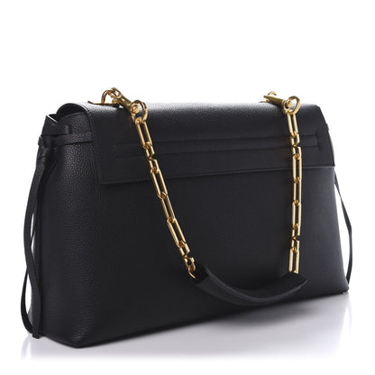 Valentino Garavani Pebbled Calfskin Large VRing Chain Shoulder Bag Black 3 of 11