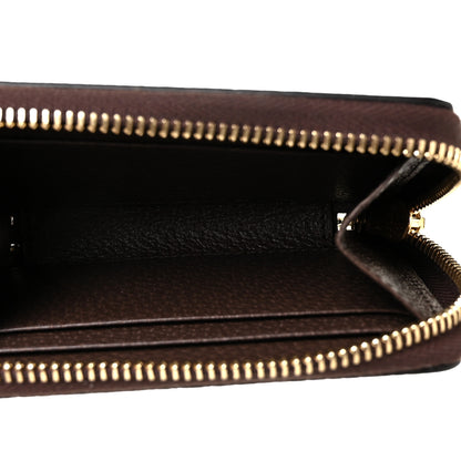 Gucci GG Supreme Monogram Textured Dollar Calfskin Web Ophidia Zip Around Card Case Wallet Beige Ebony New Acero 5 of 9