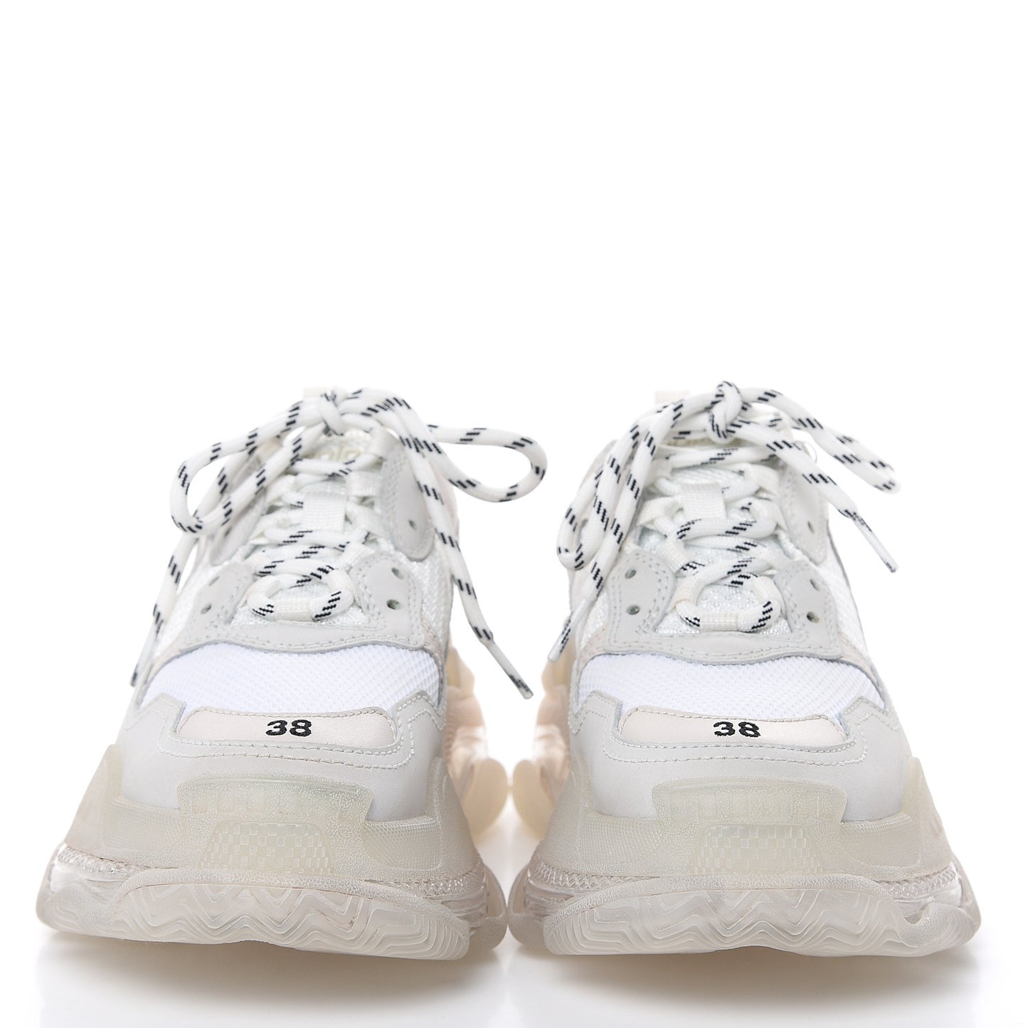 Fabric Mesh Clear Sole Womens Triple S Sneakers 38 White